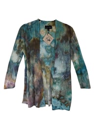 Image 2 of ♻️ UPCYCLED S Petite Open Sweater in Soft Muted Ice Dye