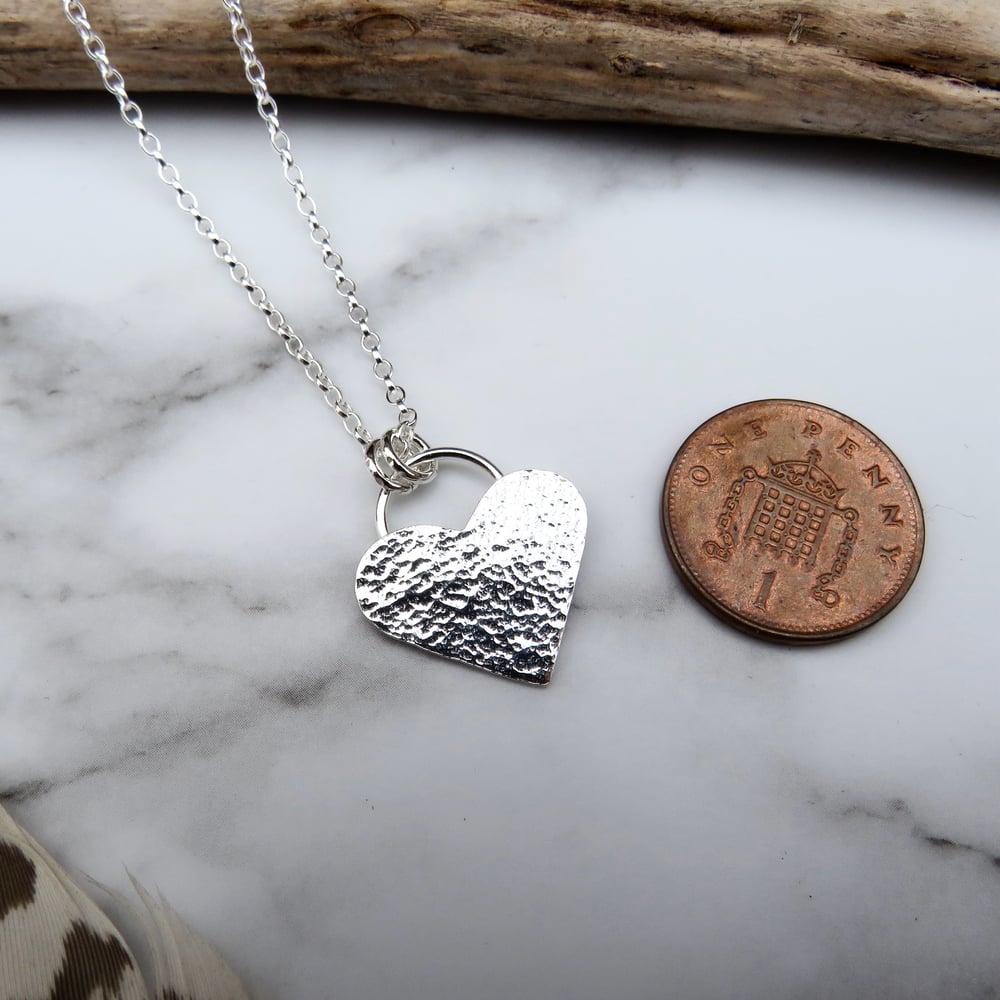 Handmade Sterling Silver Hammered Heart Pendant