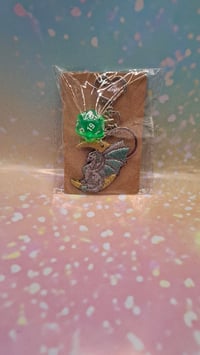 Black glitter and green dragon d20 keychain 