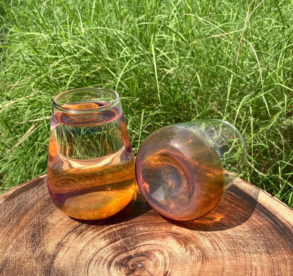 Image of Frit Tumbler - Double Amber Purple set no.1