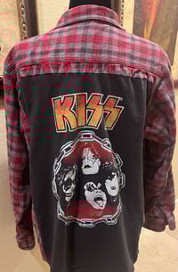 Vintage Red/Gray Flannel Shirt KISS 