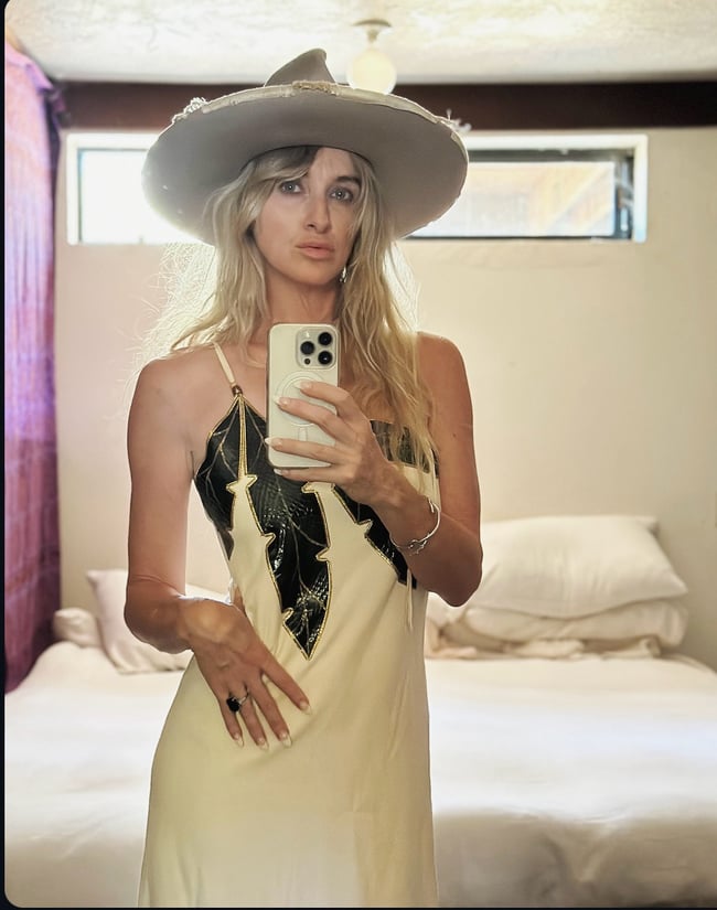 70s North Beach Leather chamois suede and snakeskin dress