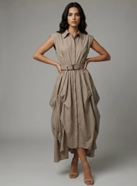 Image 1 of Belted Parachute Midi Shirtdress