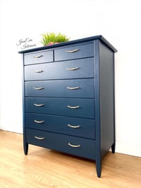Image 3 of Dark Blue Large Mid Century CHEST OF DRAWERS by Golden Key
