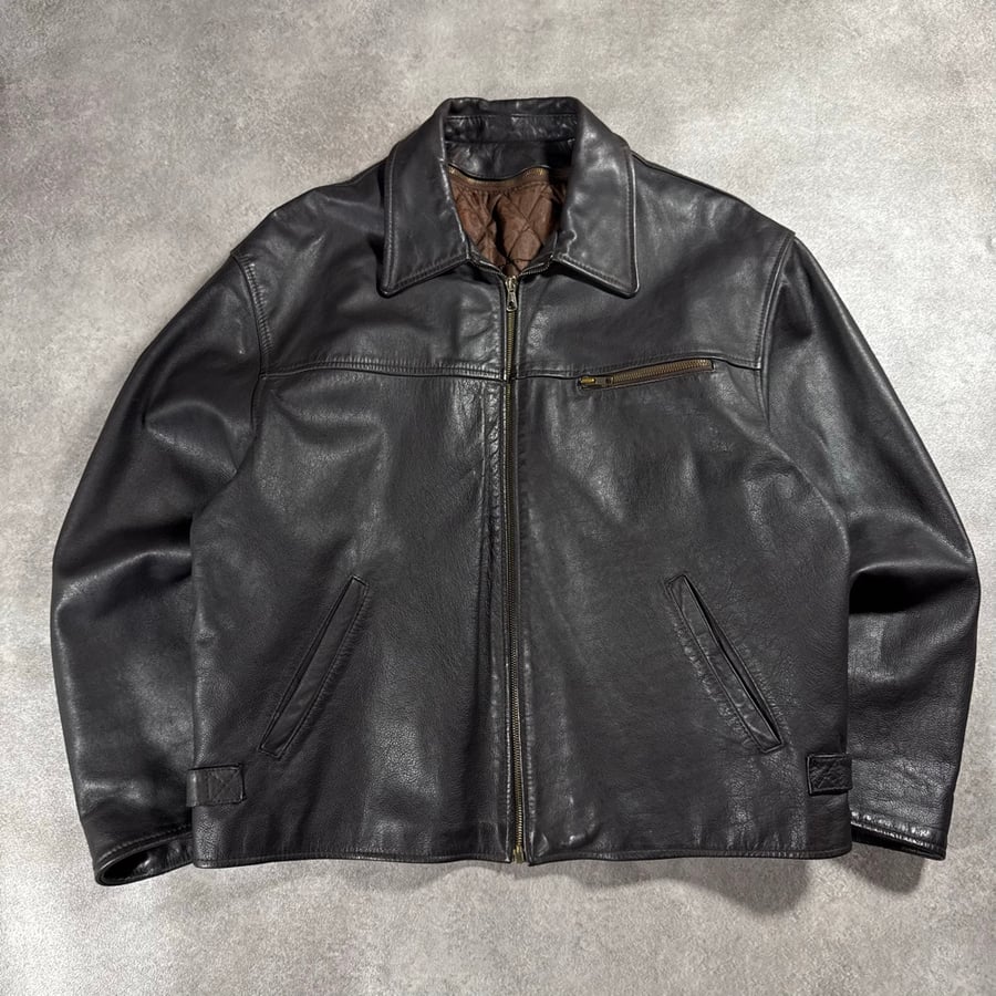Image of 1990s Heavyweight Cropped Leather Jacket, Size Large