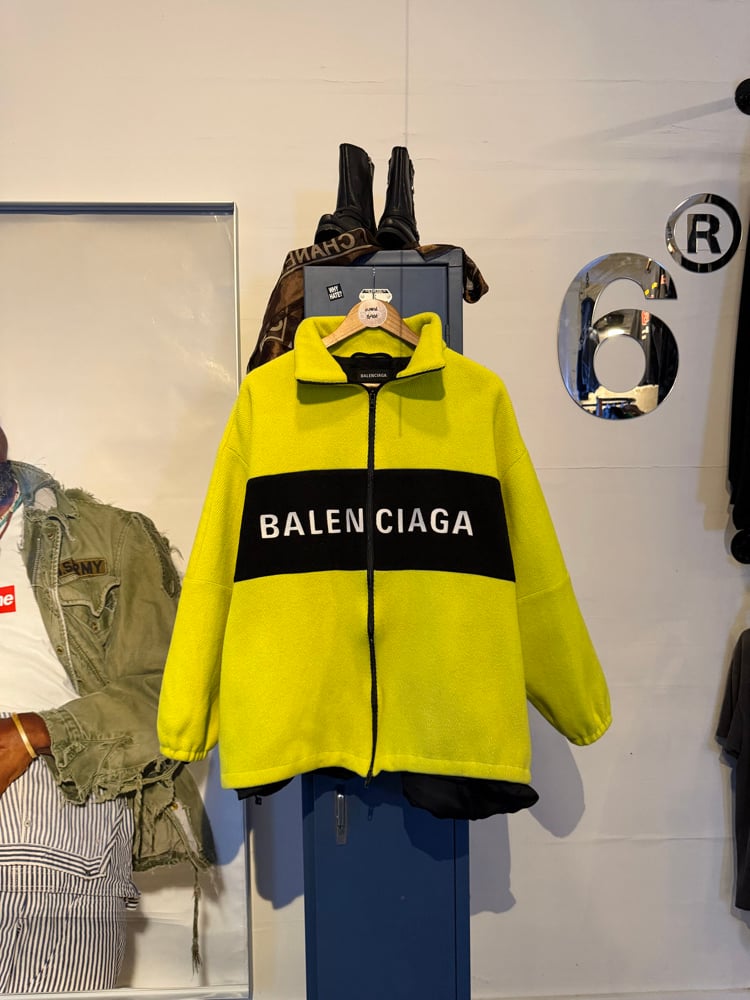 Image of Balenciaga Yellow Fluo Wool Logo Zip Up
