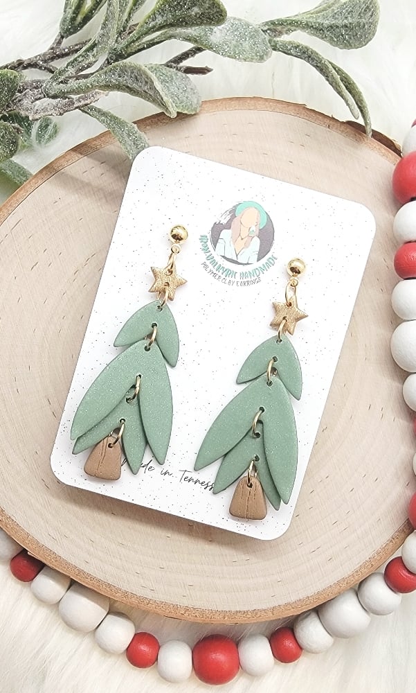 Image of Stacked Christmas Tree Earrings