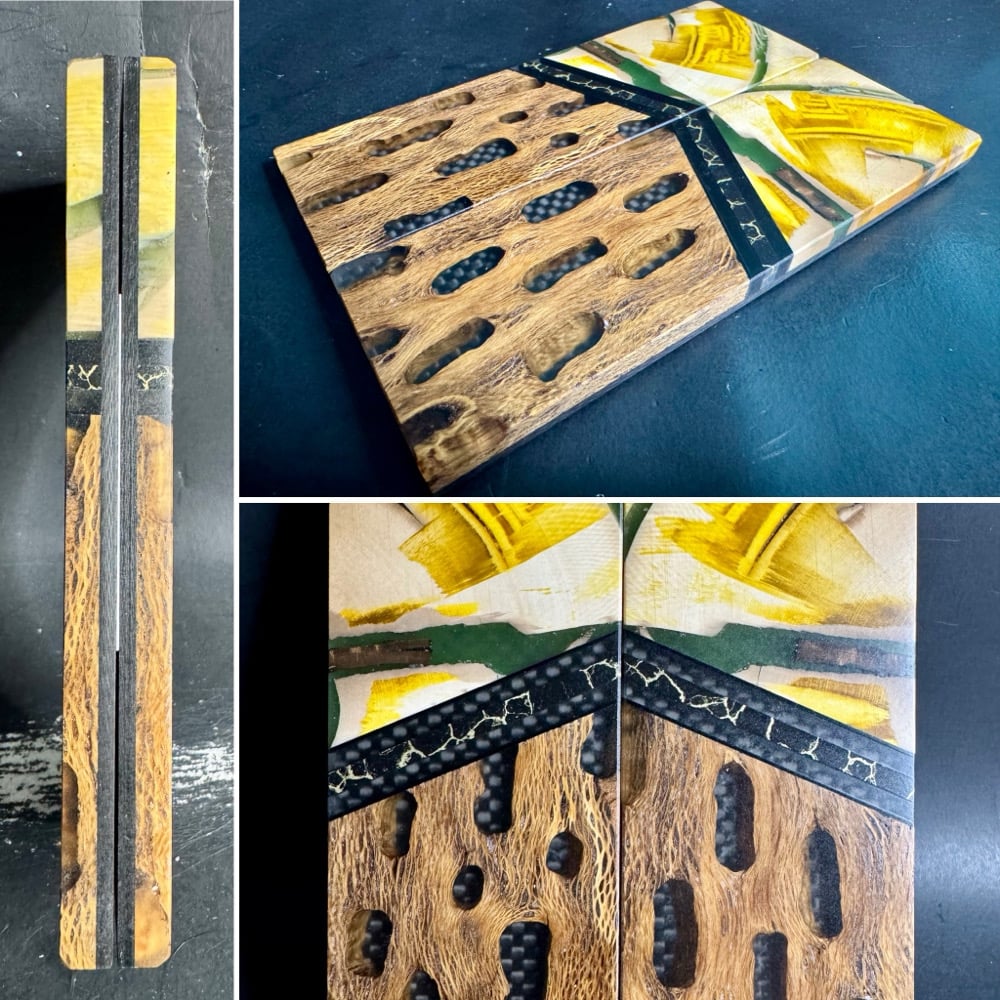 Image of Mammoth Tusk & Cholla Cactus Segmented Knife Scales 