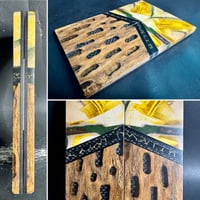 Image 1 of Mammoth Tusk & Cholla Cactus Segmented Knife Scales 