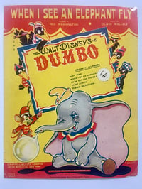 Image 2 of Dumbo c1941, framed vintage sheet music of 'When I See An Elephant Fly'