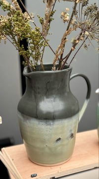 Large charcoal and apple blossom jug