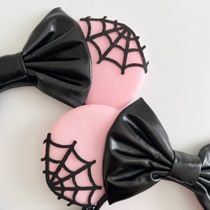 Image of Pink and Black Spiderweb Mouse Ears