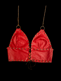 Image 2 of Red lace up top M