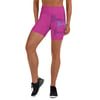 BOSSFITTED Solid Pink Yoga Shorts w/ Purple and Blue Writing