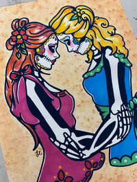 Image 5 of Day of the Dead Women "Siempre" Love Art Print 