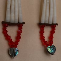 Image 2 of 5 Tier Dentalium Earrings (Abalone Hearts)