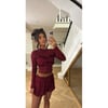 Burgundy Lace Top and Shorts Co Ord Set