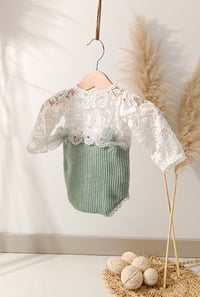 Image 1 of Newborn Bodysuit Photo Prop – Sienna (Sage & Off White)