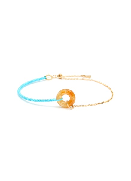 Image of OJB1-Tiffanyblue- Orange Jade donut half chain bracelet