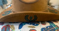 Image 2 of Turquoise Horseshoe Hand-Burned Cattlemen Cowboy Hat