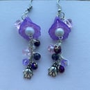 Image 1 of Floral Purple Ladybug Earrings 