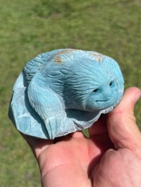 Image 1 of Sloth Carving - Blue Aragonite #2917