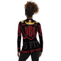 Image 4 of BOSSFITTED Black and Red AOP Women's Long Sleeve Compression Shirt