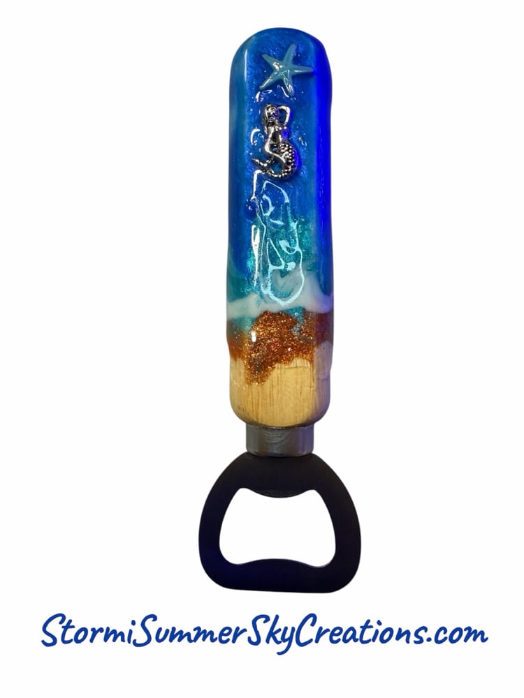 Image of Wooden handle Beach Themed Bottle Opener