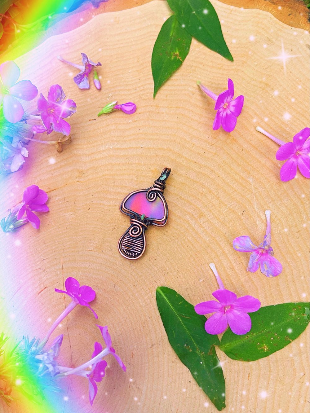 Aurora Opal Mushroom Pendant 🍄