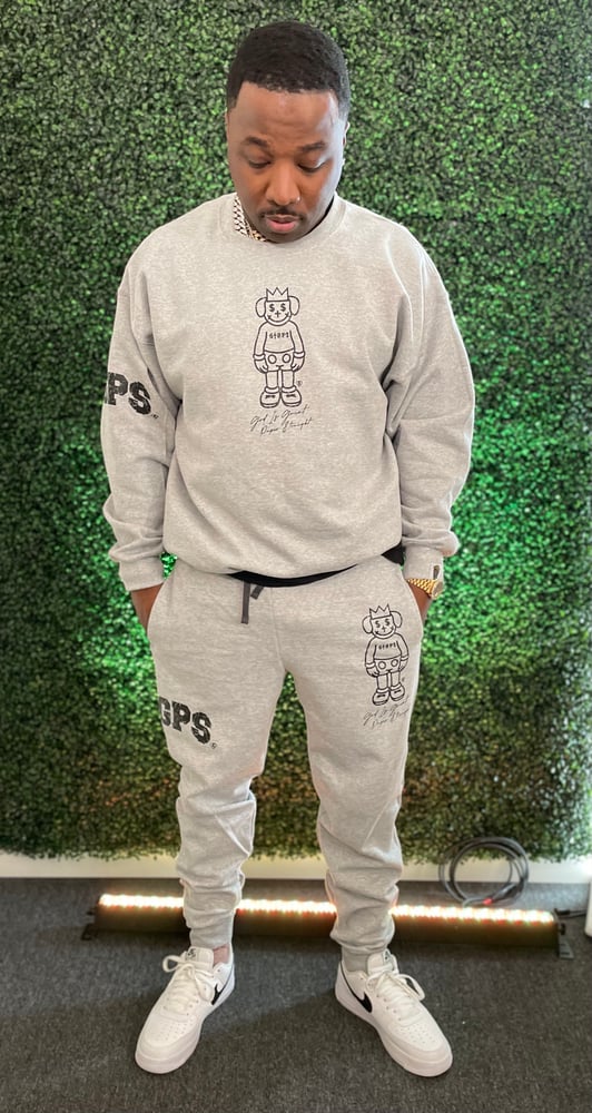 2pc) GIGPS GREY & BLACK ALMIGHTY SWEAT SUIT / GOD IS GREAT PAPER STRAIGHT