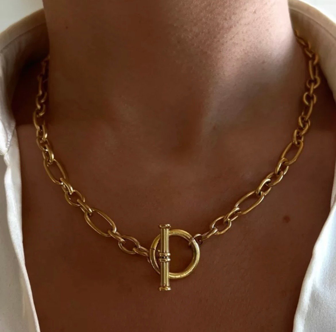 Gold Chunky Chain Necklace Gold Filled Gold Link Chain 