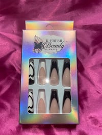Image 1 of Nails - Long (Black & White)