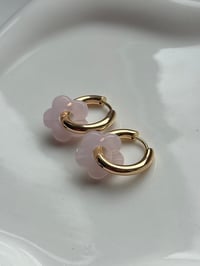 Image 2 of Baby Pink Flower Huggies 18k Gold Plated 