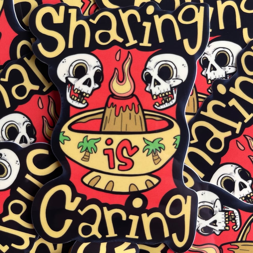 SHARING IS CARING Bundle - T-Shirt, Enamel Pin & Sticker