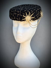 Image 1 of Black and gold tweed pillbox