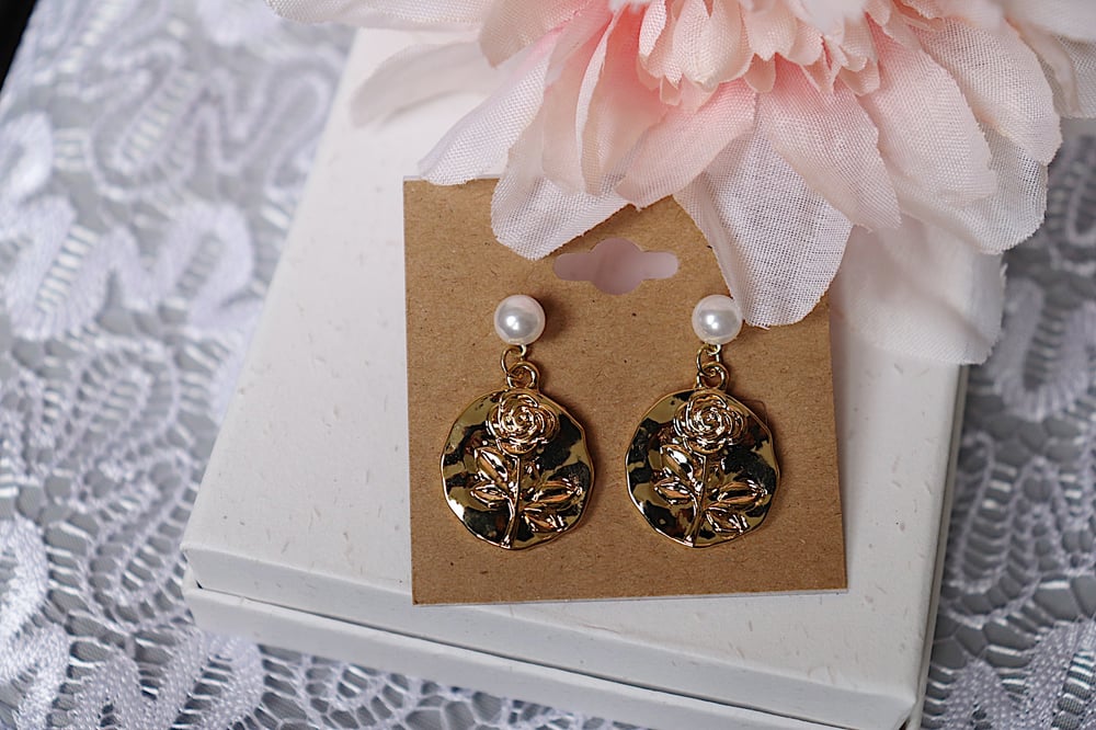 Image of Rose Coin Earrings 