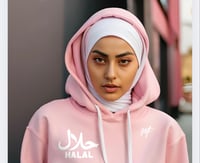 Image 1 of Mast3r Fashion pink halal hoodie (black & white)
