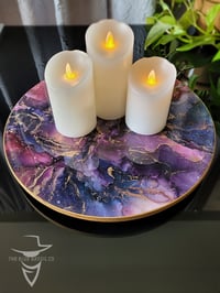 Image 1 of 15" Epoxy Resin Art Lazy Susan Turntable 'The Page of Swords'