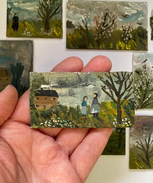 Image of Friends waiting for spring - tiny painting