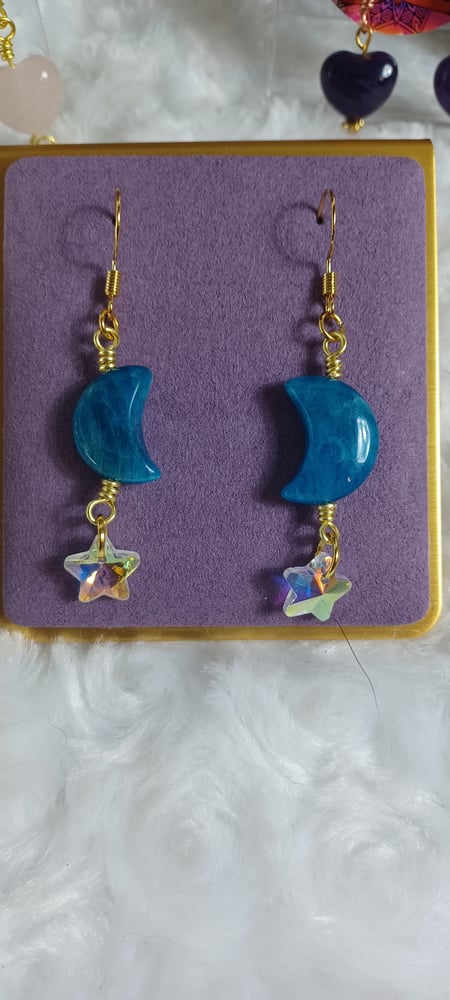 Image of Carved crystal moon earrings