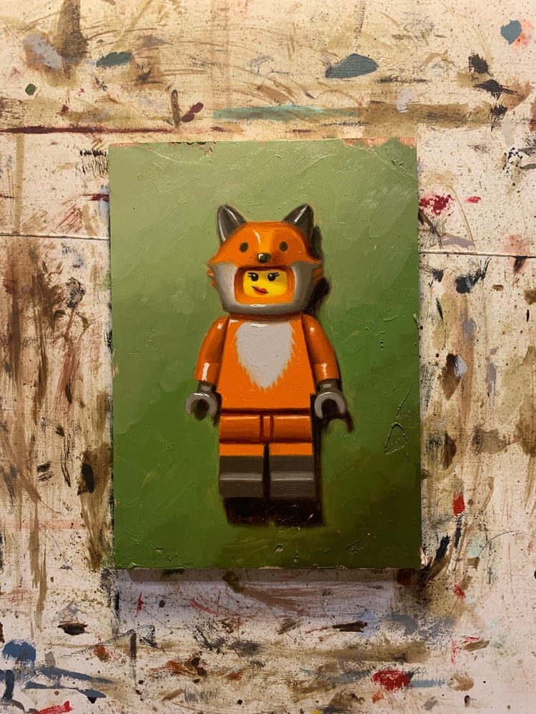 Image of Fox lego oil painting 