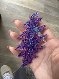 Image 2 of Blue and Purple glitter 13 point hair clip