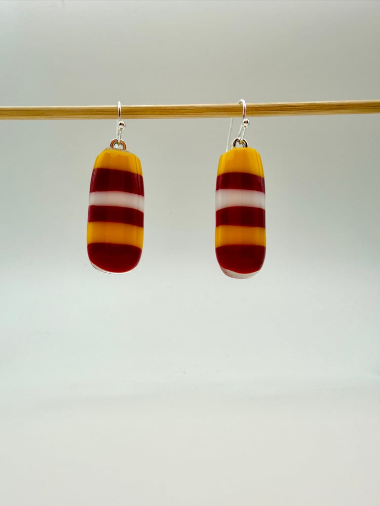 Image of KC Chiefs fused glass earrings