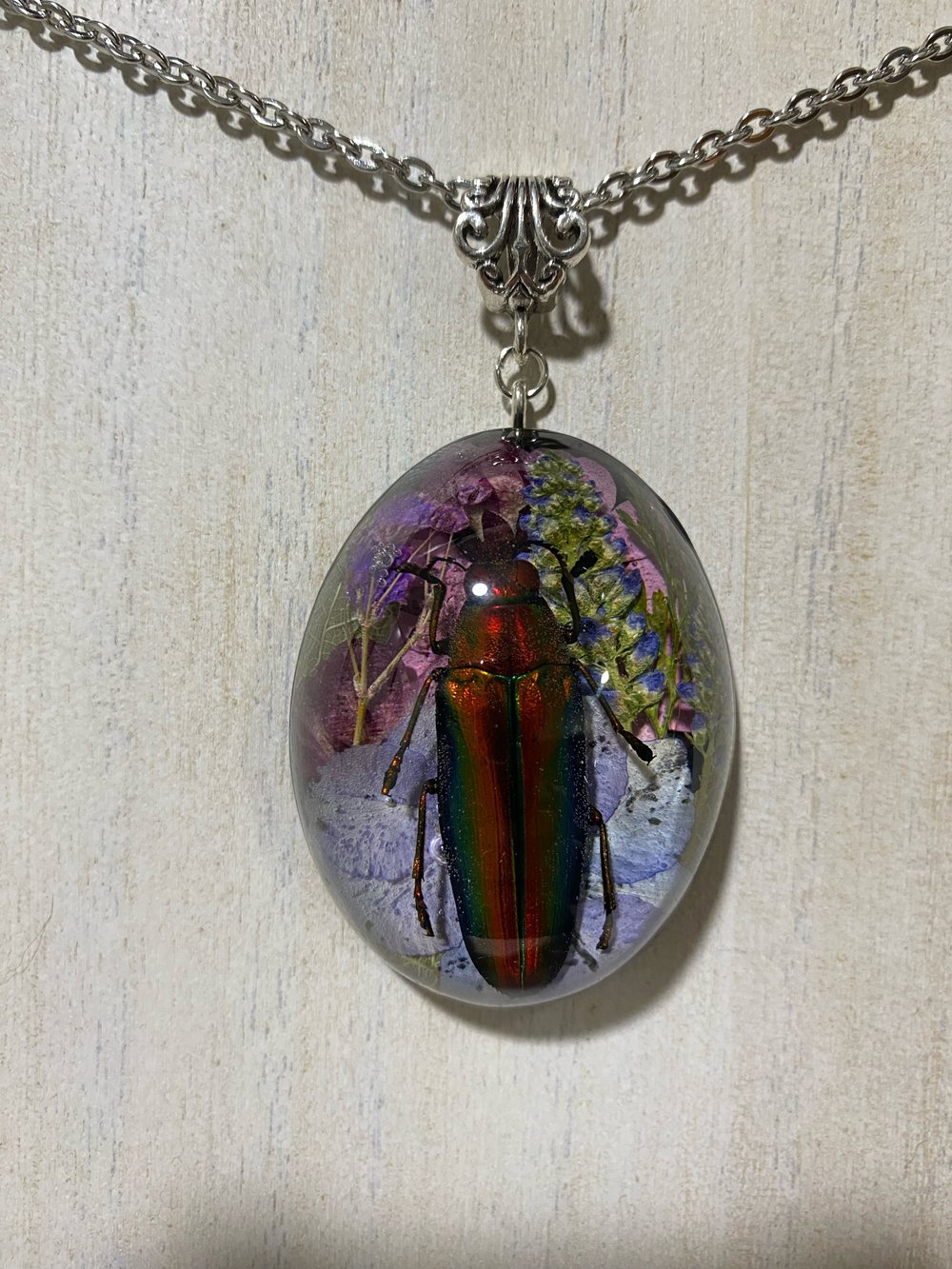 Jeweled beetle pendant 