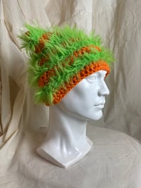 Image 1 of Hairy Orange/Green Beanie