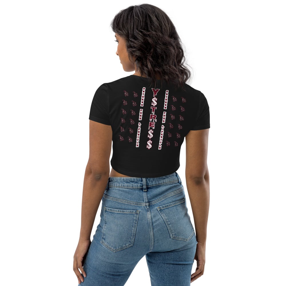 Image of YSDB Exclusive Women's Burgundy and Black Organic Crop Top