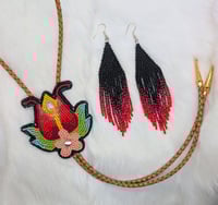 tulip bolo tie and matching fringe earrings