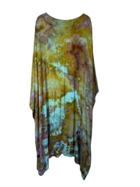 Image 6 of 3X Plus Long Woven Kimono in Earthy Watercolor Ice Dye