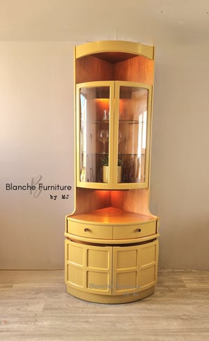 Image of Nathan Corner Drinks Cabinet unit with light - in Indigo Yellow