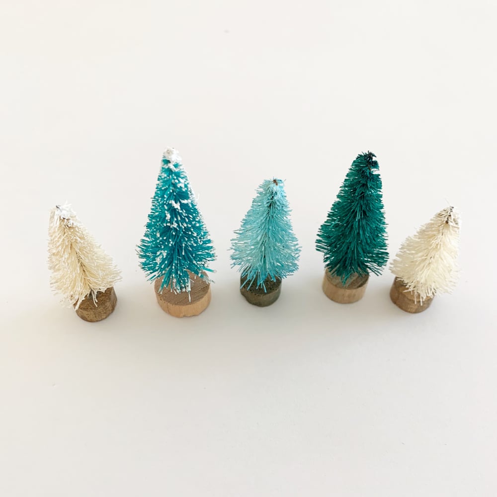 the daydream republic — Set of Blue and Cream Mini Bottle Brush Trees